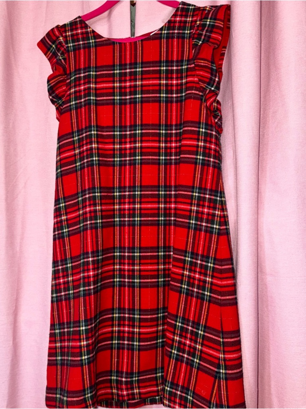 Vineyard Vines Red Plaid Ruffle Sleeve Dress